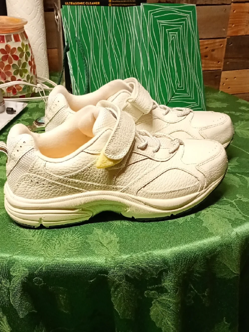 Dr. Comfort Men’s Cream Diabetic Athletic Shoes with Hook-and-Loop Strap